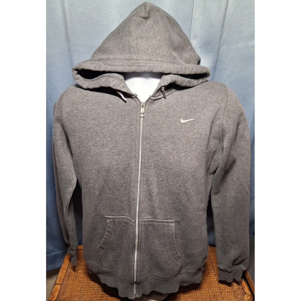 Nike Mens Full Zip Hoodie Gray Fleece Sweatshirt L 419733-071